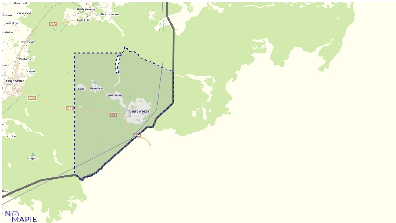 Mapa obszarów ochrony przyrody Białowieży
